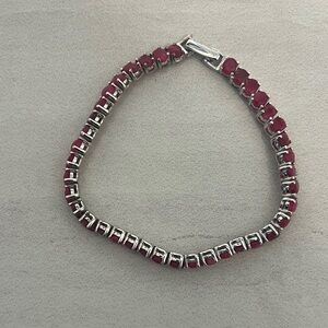 Elegant Silver and Ruby Bracelet